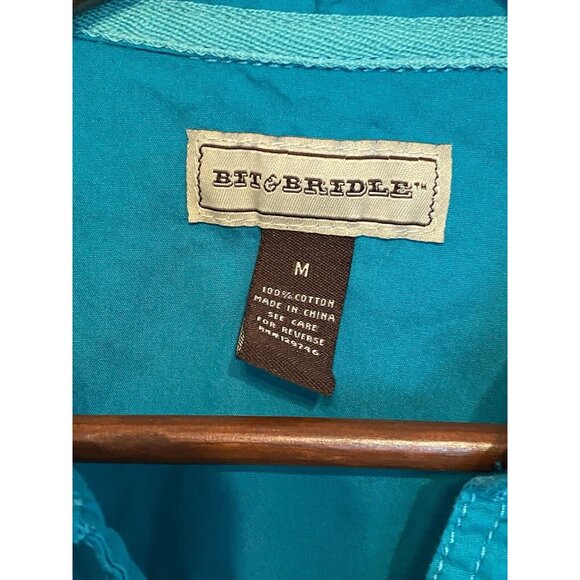 Bit & Bridal Women's Button Down Shirt size M Turquoise Blue Western Juniors - Picture 4 of 4